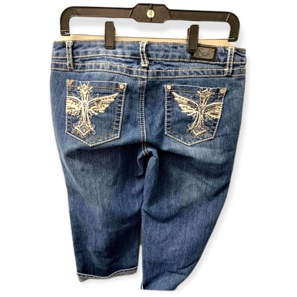 💗 Earl Jeans Medium Dark Wash Emblished Crop Jeans Juniors Size 9 - Picture 4 of 6